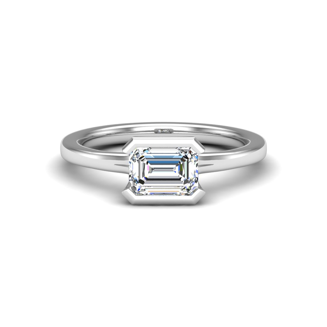 Erin Half Bezel East West Solitaire Engagement Ring